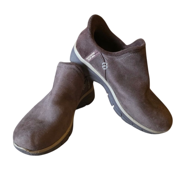 Skechers Brown Slip On Ankle Booties Comfort Shoes Womens Size 7 Casual Winter - Picture 1 of 6